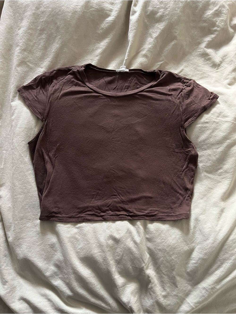 Garage Short Sleeve Cropped Tee in Dark Brown